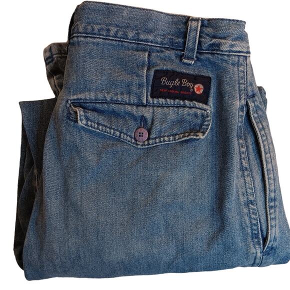 Original Bugle Boy Vintage Jeans 32X29 Blue Fade Pleated Skate Y2K Paint Grunge - Picture 3 of 14